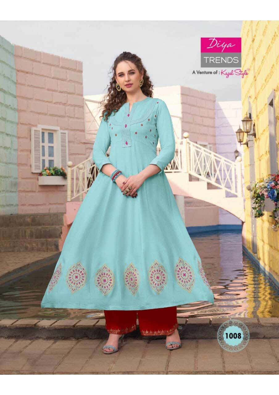 Diya Florence Vol-1 Rayon Cotton Kurti Supplier Diya Florence Vol-1 Rayon Cotton Kurti Supplier